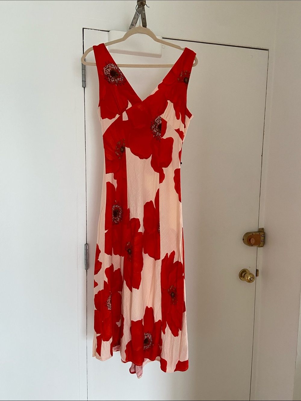 Paper Heart Poppy Print Pink Red MIDI Dress